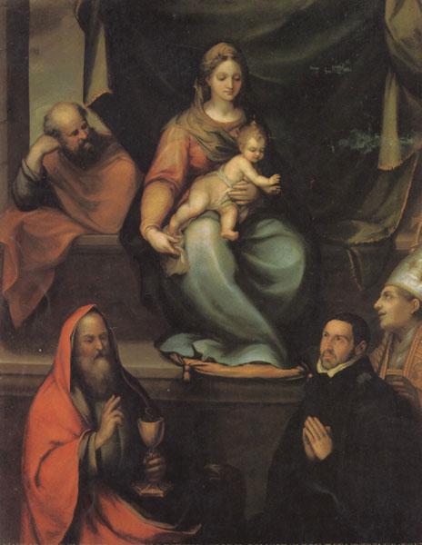 Prado, Blas del The Holy Family,with SS.Ildefonsus and john the Evangelist,and the Master Alonso de Villegas oil painting picture